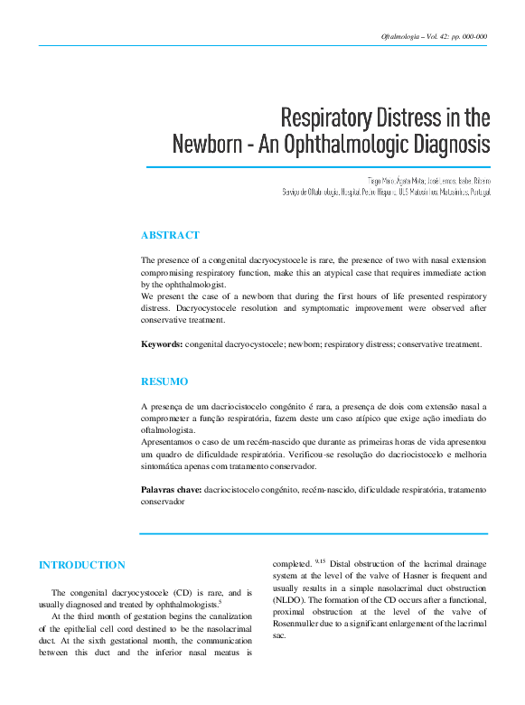 (PDF) Respiratory distress in the newborn - an ophthalmologic diagnosis
