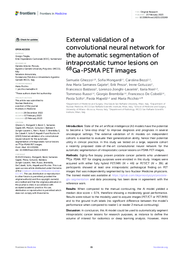 (PDF) External validation of a convolutional neural network for the ...