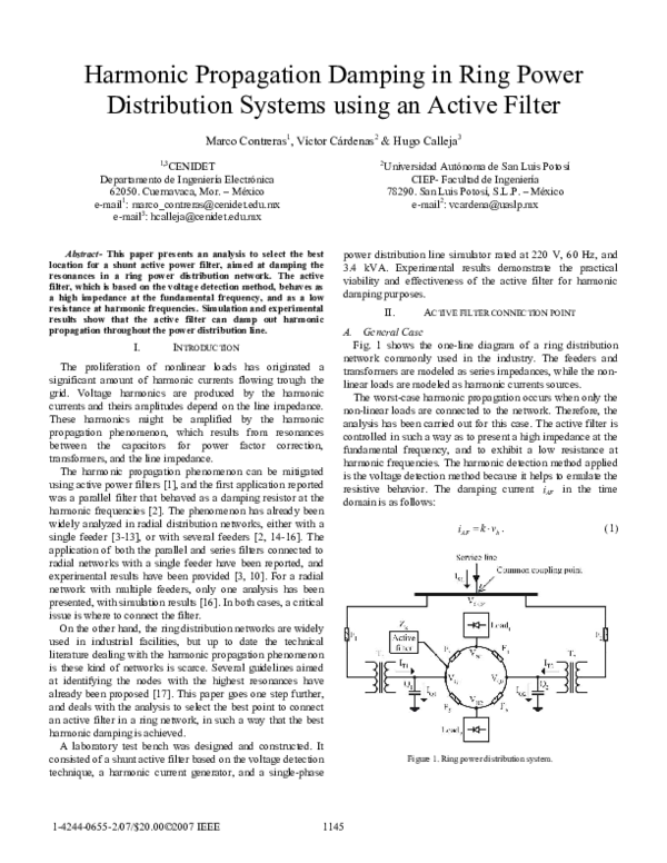 (PDF) Harmonic Propagation Damping in Ring Power Distribution Systems ...