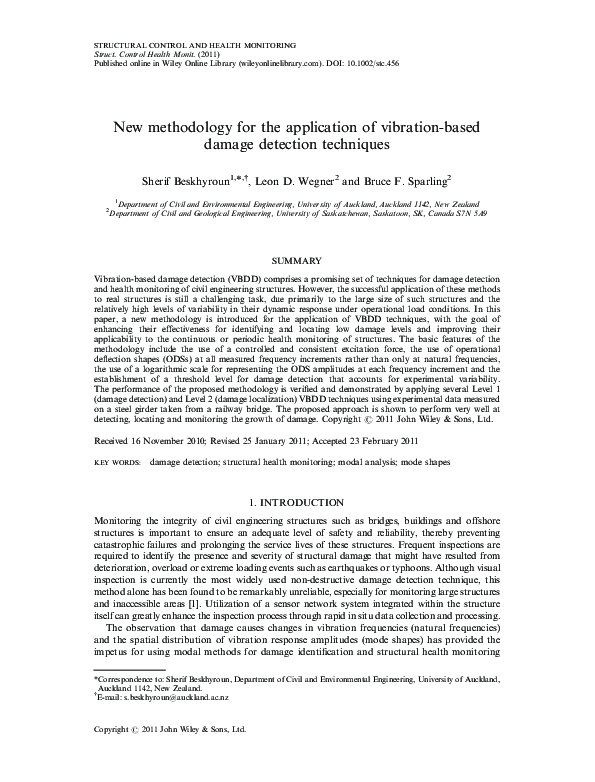 (PDF) New methodology for the application of vibration-based damage ...