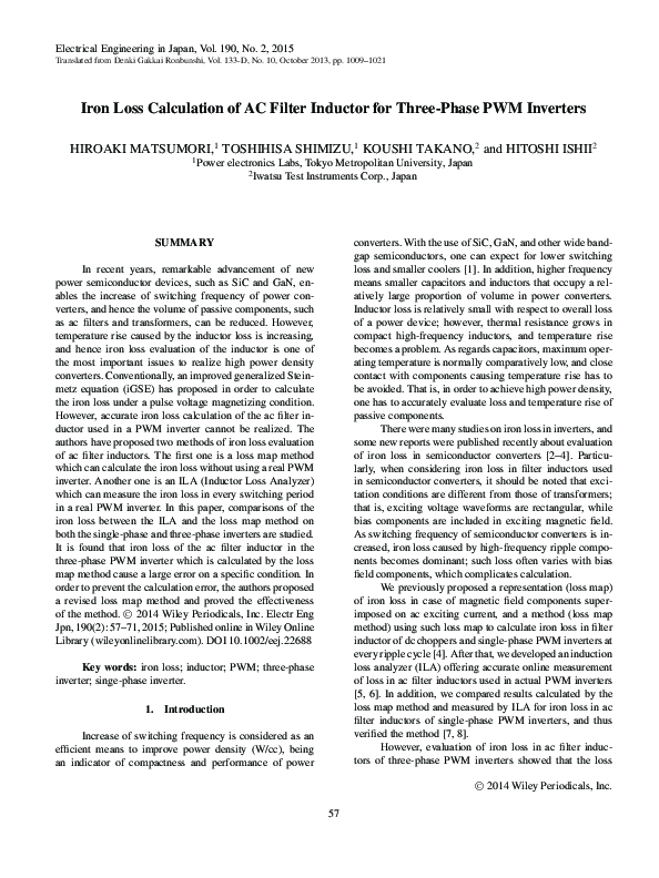 (PDF) Iron Loss Calculation of AC Filter Inductor for Three Phase PWM ...