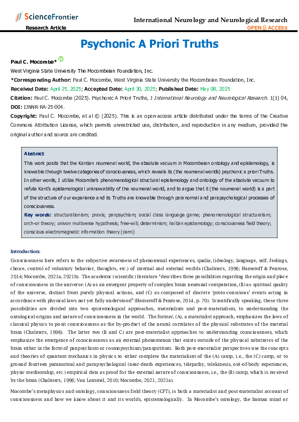 (PDF) Psychonic A Priori Truths