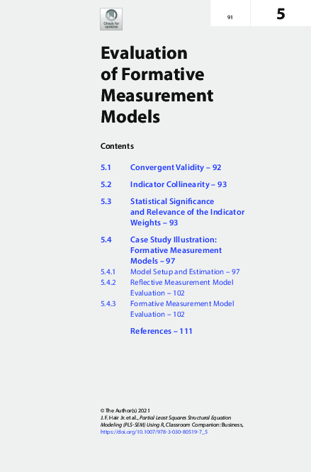 Pdf Evaluation Of Formative Measurement Models