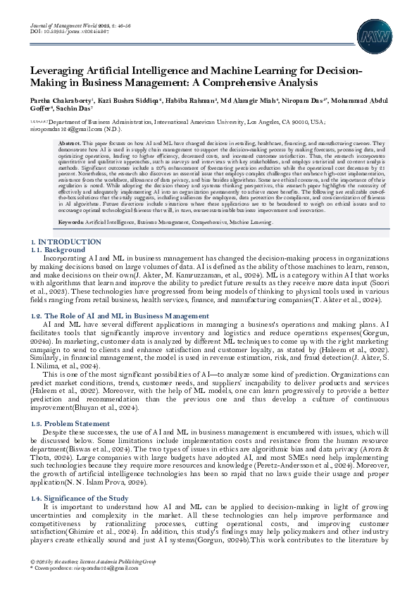 (PDF) Leveraging Artificial Intelligence and Machine Learning for ...