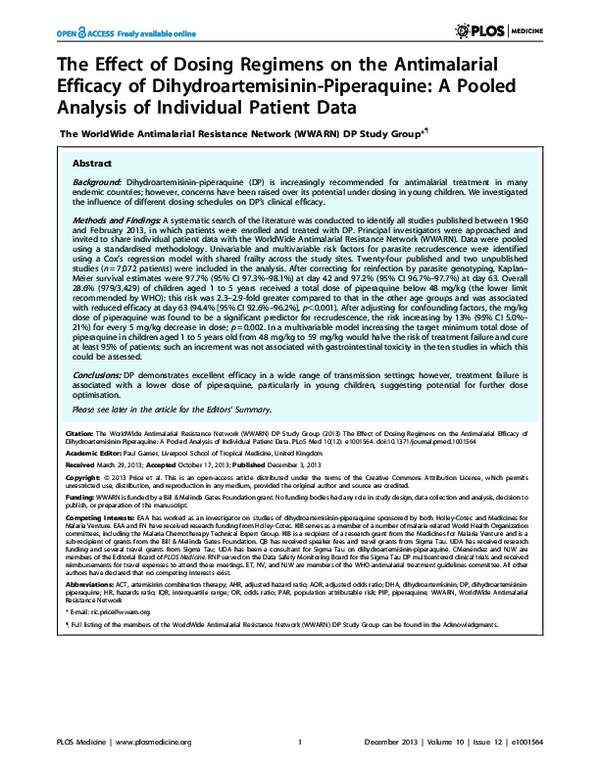 (PDF) The Effect of Dosing Regimens on the Antimalarial Efficacy of ...