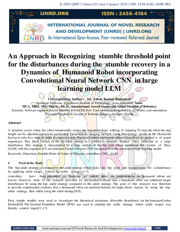 (PDF) An Approach in Recognizing stumble threshold point for the ...