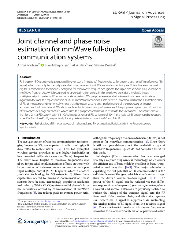 (PDF) Joint channel and phase noise estimation for mmWave full-duplex ...