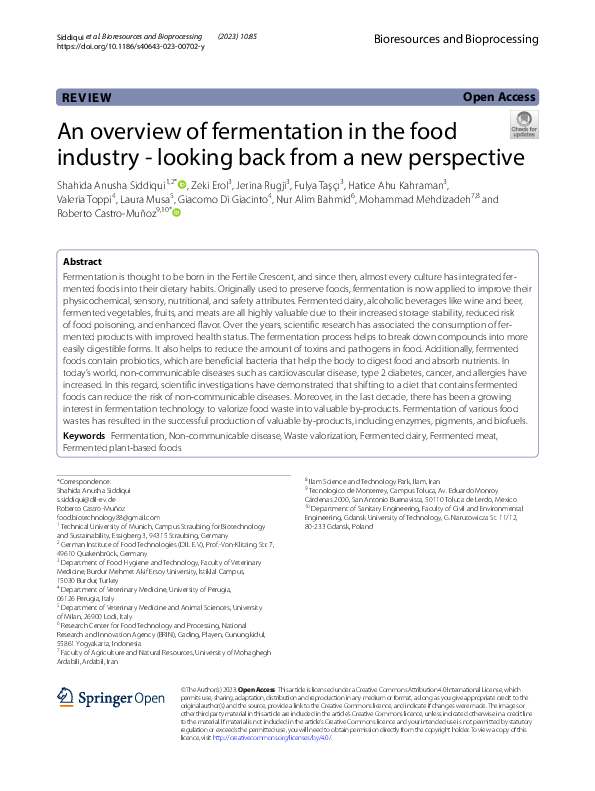 (PDF) An overview of fermentation in the food industry - looking back ...