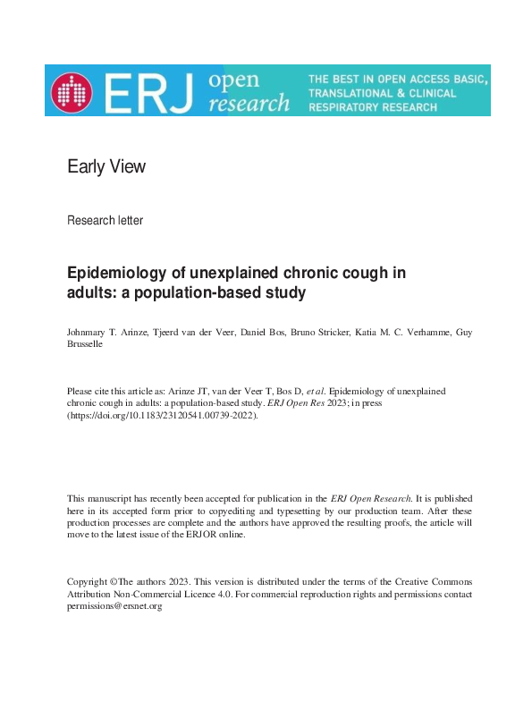 (PDF) Epidemiology of unexplained chronic cough in adults: a population ...