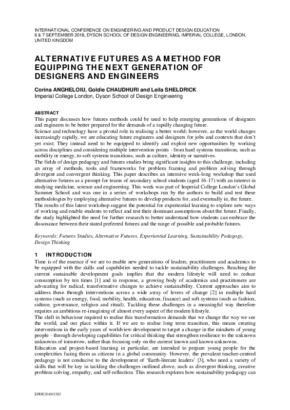 (PDF) Alternative Futures as a Method for Equipping the Next Generation ...