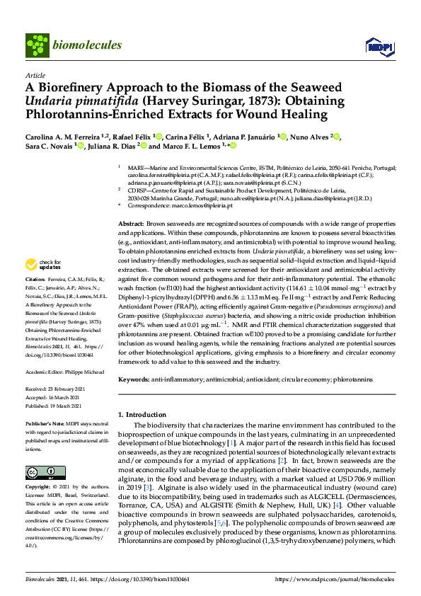 (PDF) A Biorefinery Approach to the Biomass of the Seaweed Undaria ...