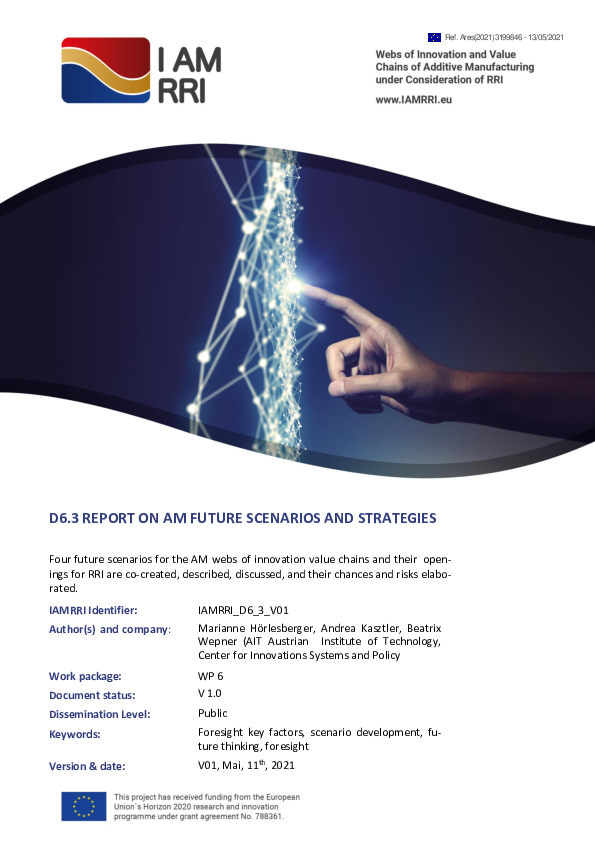 (PDF) Report on AM future scenarios and strategies