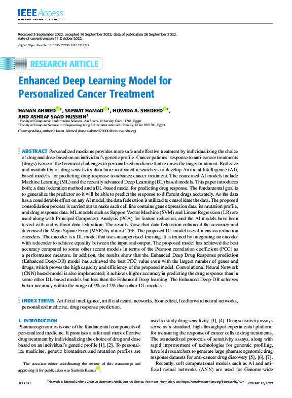 (PDF) Enhanced Deep Learning Model for Personalized Cancer Treatment