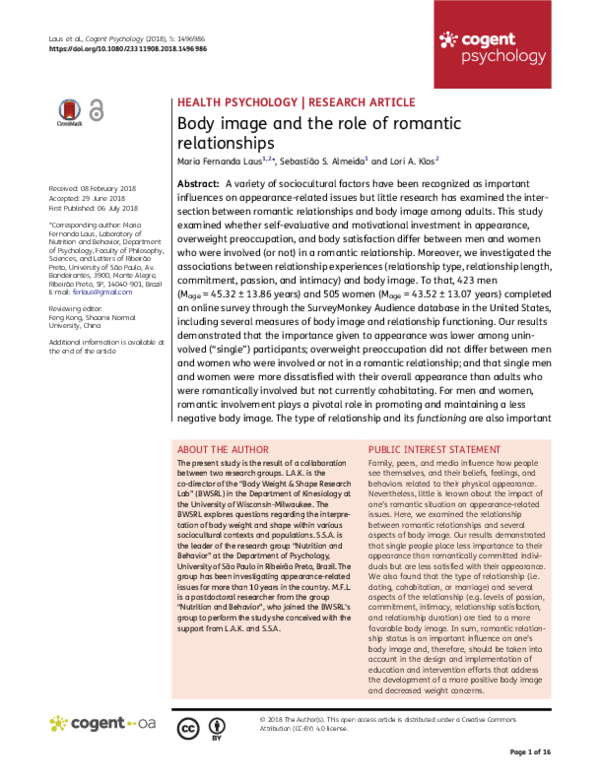 (PDF) Body image and the role of romantic relationships