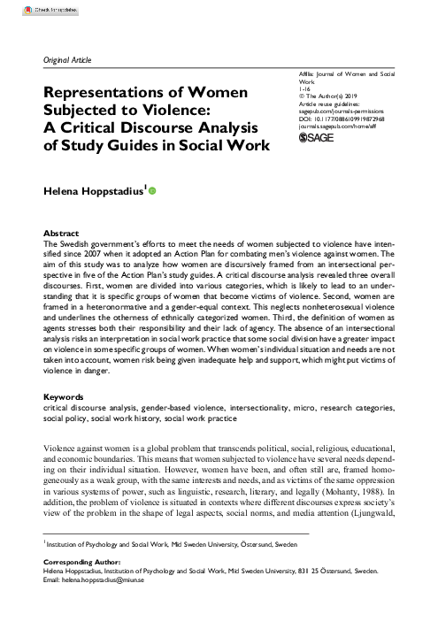 (PDF) Representations of Women Subjected to Violence: A Critical ...
