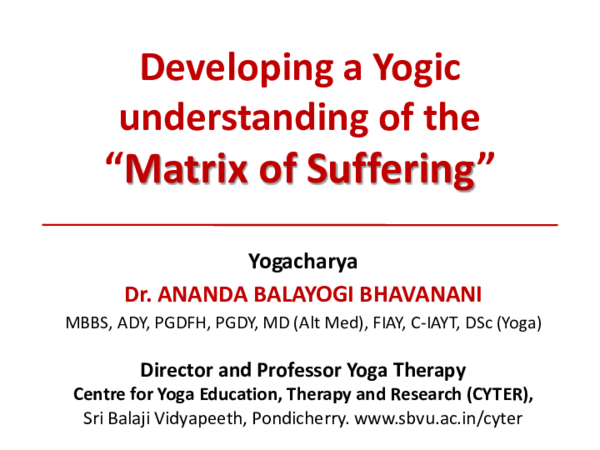 (PDF) Developing a Yogic understanding of the Matrix of Suffering
