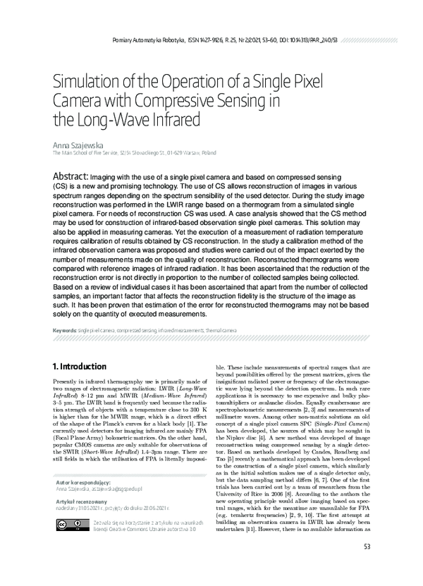 (PDF) Simulation of the Operation of a Single Pixel Camera with ...