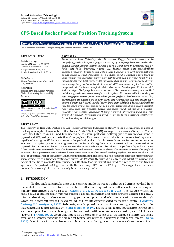 (PDF) GPS-Based Rocket Payload Position Tracking System