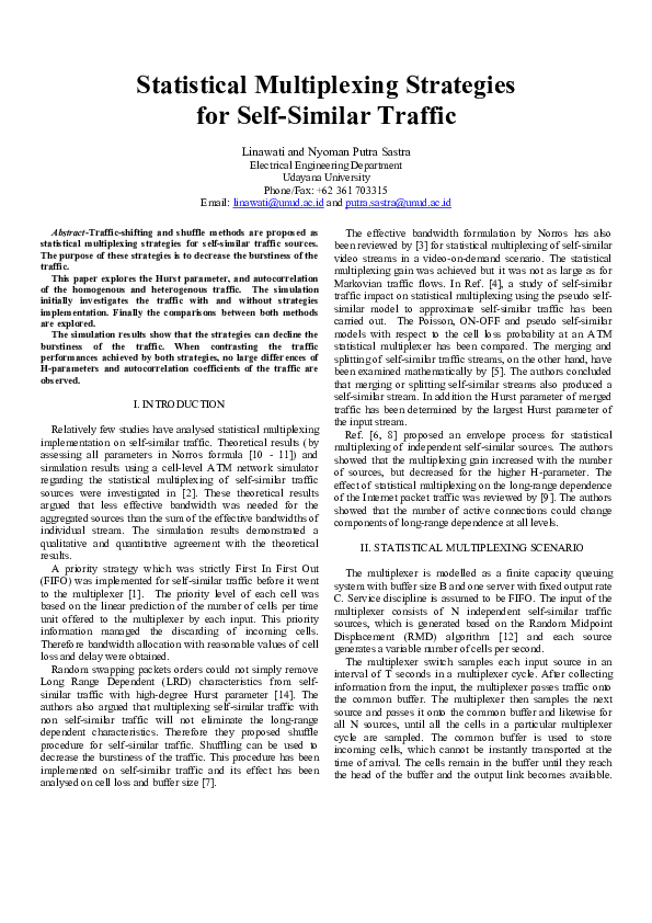 (PDF) Statistical multiplexing strategies for self-similar traffic