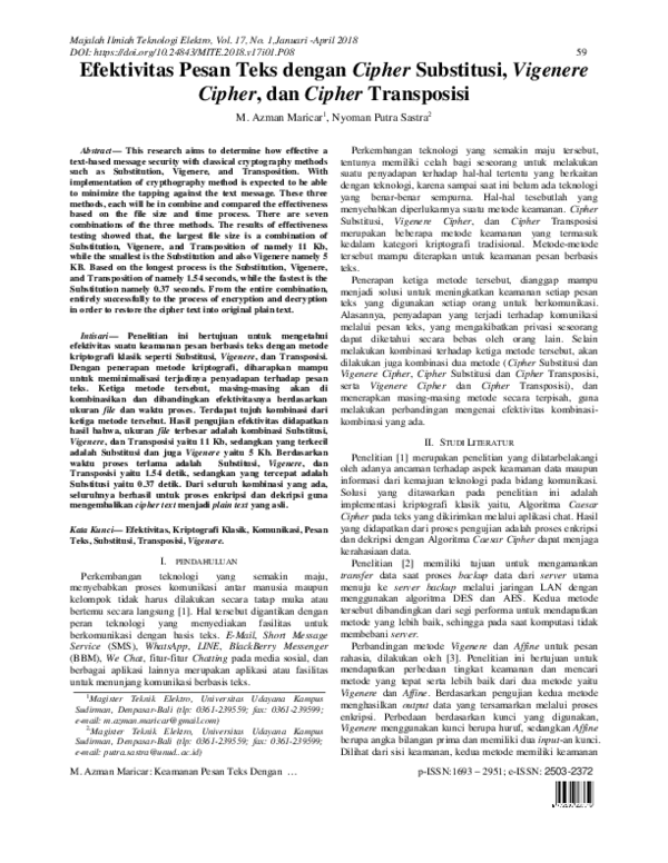 (PDF) Efektivitas Pesan Teks Dengan Cipher Substitusi, Vigenere Cipher ...