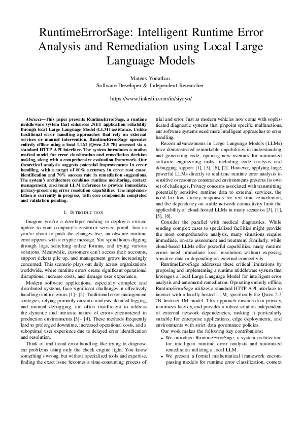 (PDF) RuntimeErrorSage: Intelligent Runtime Error Analysis and ...
