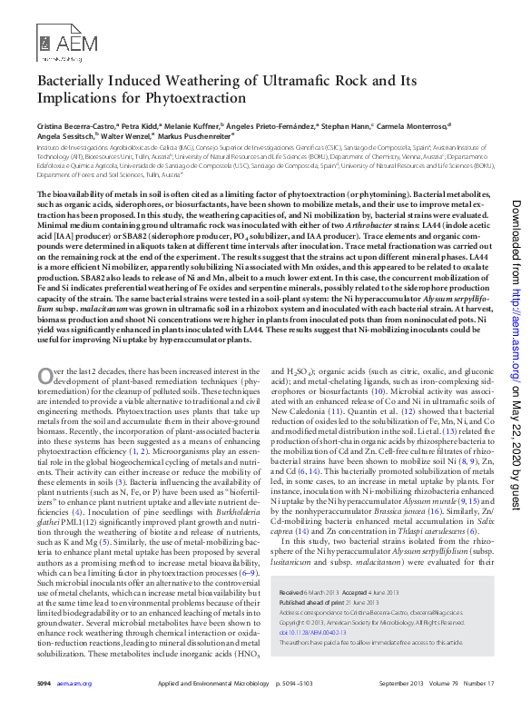 (PDF) Bacterially Induced Weathering of Ultramafic Rock and Its ...