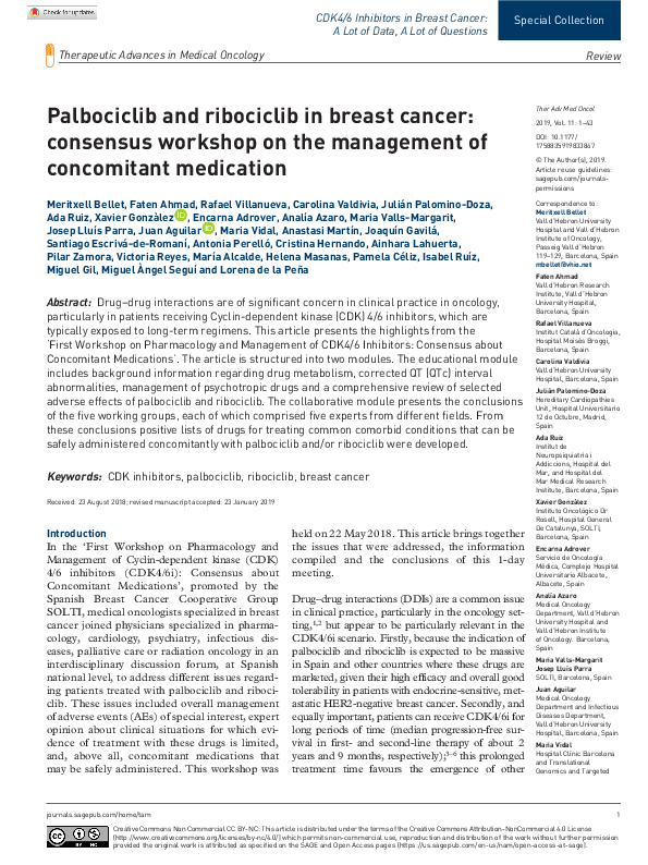 (PDF) Palbociclib and ribociclib in breast cancer: consensus workshop ...