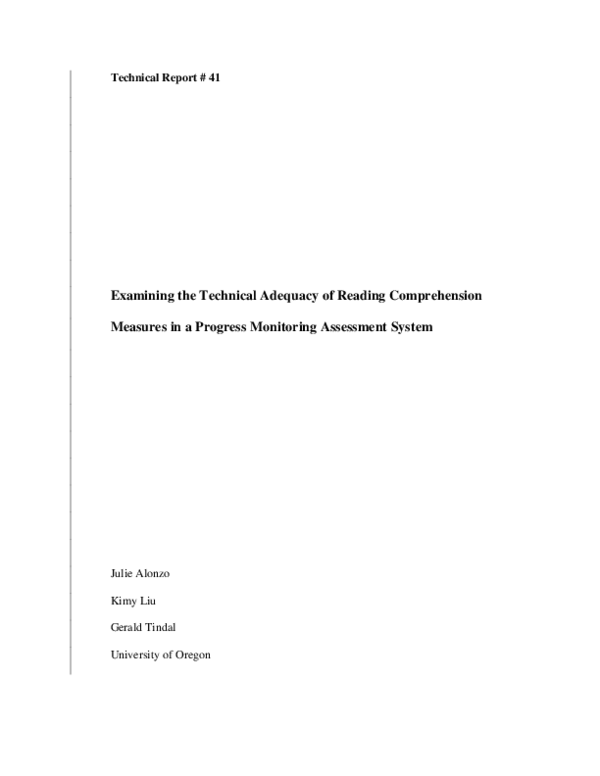 (PDF) Examining the Technical Adequacy of Reading Comprehension ...