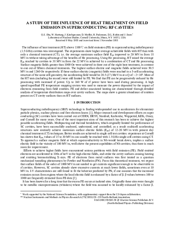 (PDF) A STUDY OF THE INFLUENCE OF HEAT TREATMENT ON FIELD EMISSION IN ...
