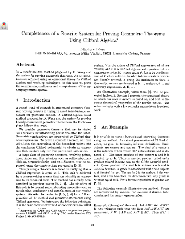 (PDF) Completeness of a rewrite system for proving geometric theorems ...