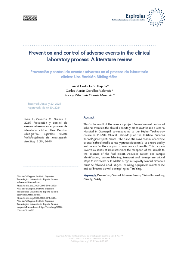 (PDF) Prevention and control of adverse events in the clinical ...