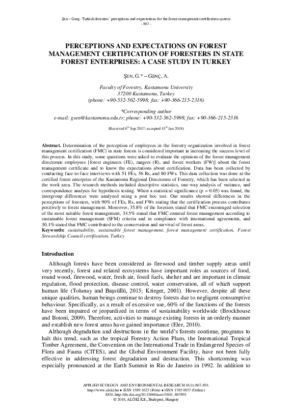 (PDF) Perceptions and Expectations on Forest Management Certification ...