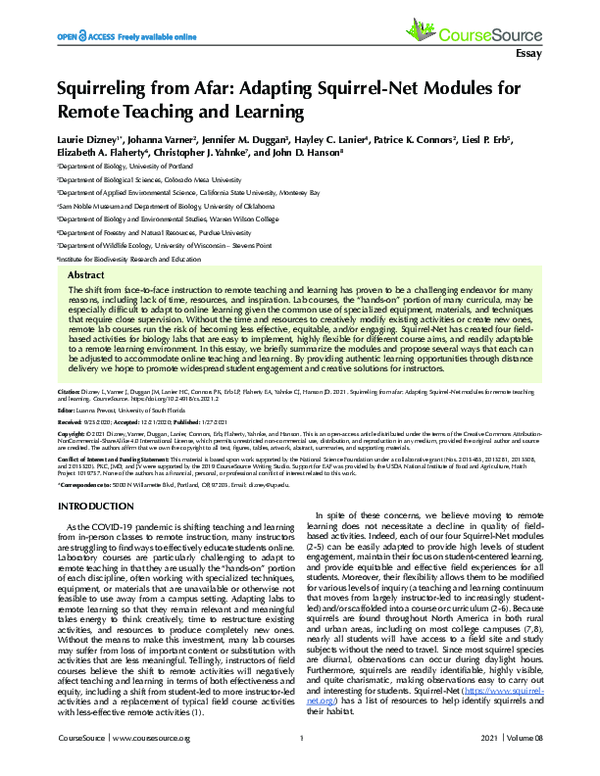 (PDF) Squirreling from Afar: Adapting Squirrel-Net Modules for Remote ...