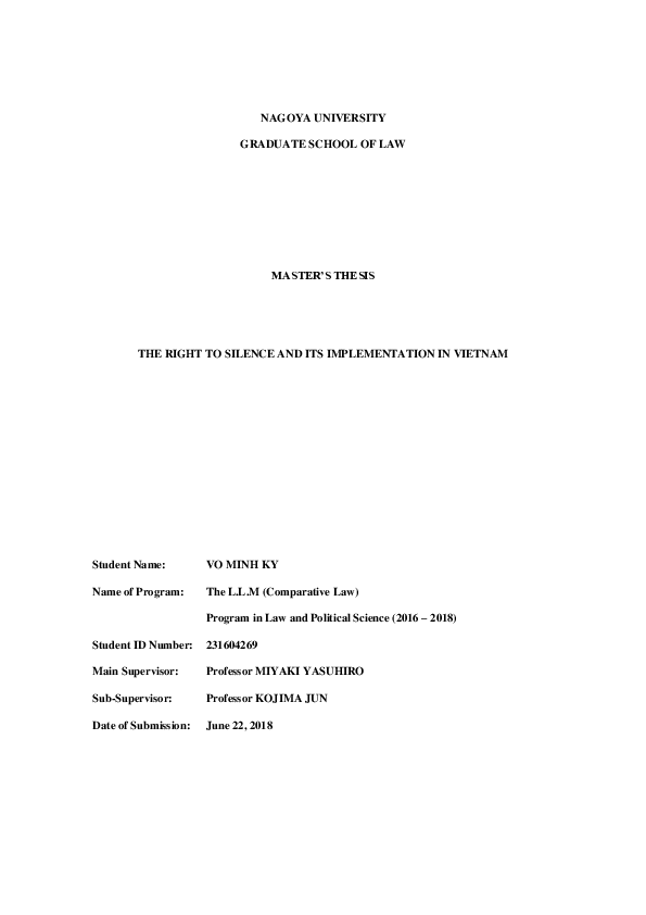 (PDF) The Right to Silence and Its Implementation in Vietnam