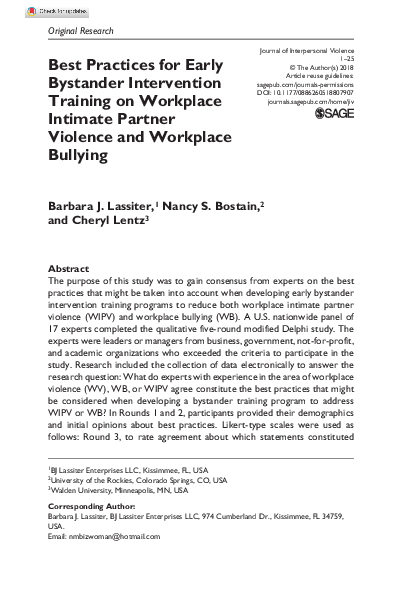 (PDF) Best Practices for Early Bystander Intervention Training on ...