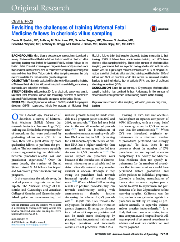 (PDF) Revisiting the challenges of training Maternal Fetal Medicine ...