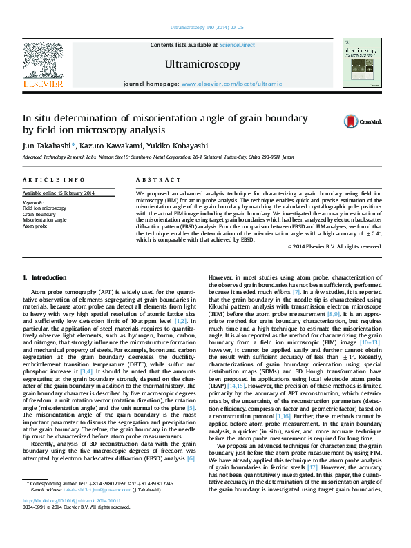 (PDF) In situ determination of misorientation angle of grain boundary ...