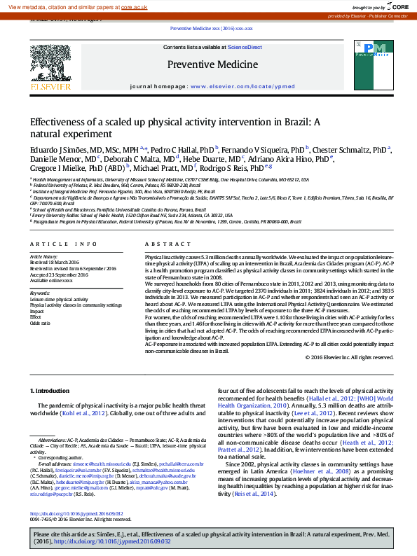 (PDF) Effectiveness of a scaled up physical activity intervention in ...