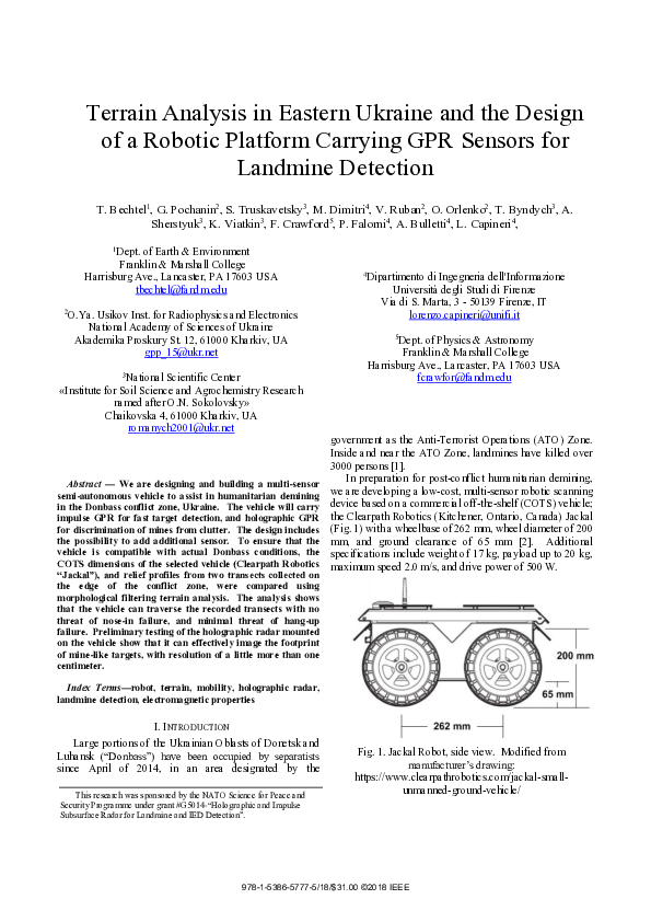 (PDF) Terrain Analysis in Eastern Ukraine and the Design of a Robotic Platform Carrying GPR ...