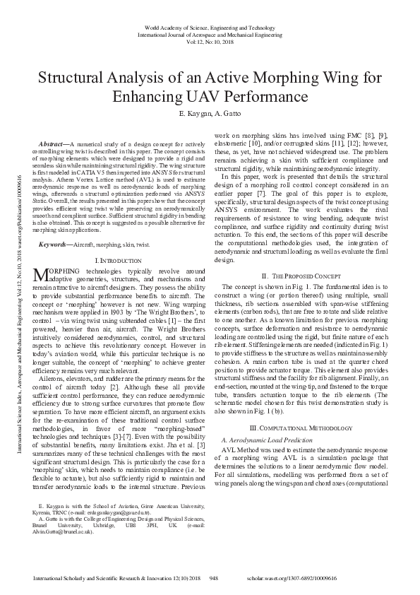 (PDF) Structural Analysis Of An Active Morphing Wing For Enhancing Uav ...