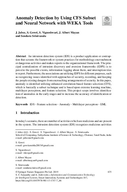 (PDF) Anomaly Detection by Using CFS Subset and Neural Network with ...