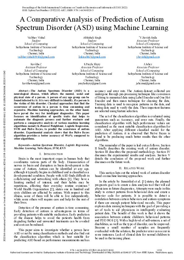 (PDF) A Comparative Analysis of Prediction of Autism Spectrum Disorder ...