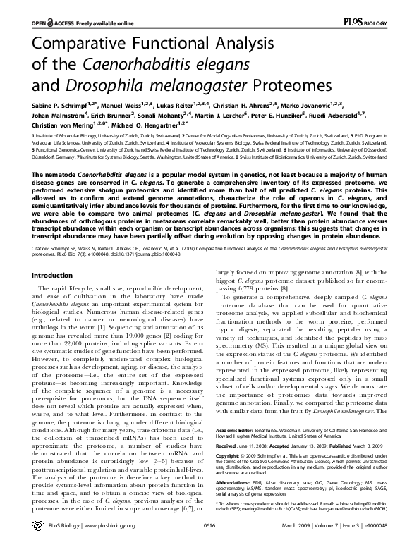 (PDF) Comparative Functional Analysis of the Caenorhabditis elegans and ...