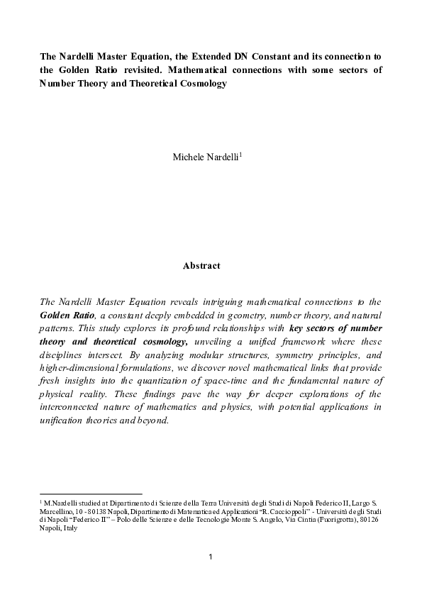 (PDF) The Nardelli Master Equation, the Extended DN Constant and its ...