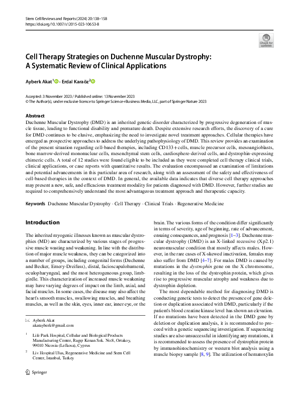 (PDF) Cell Therapy Strategies on Duchenne Muscular Dystrophy: A ...