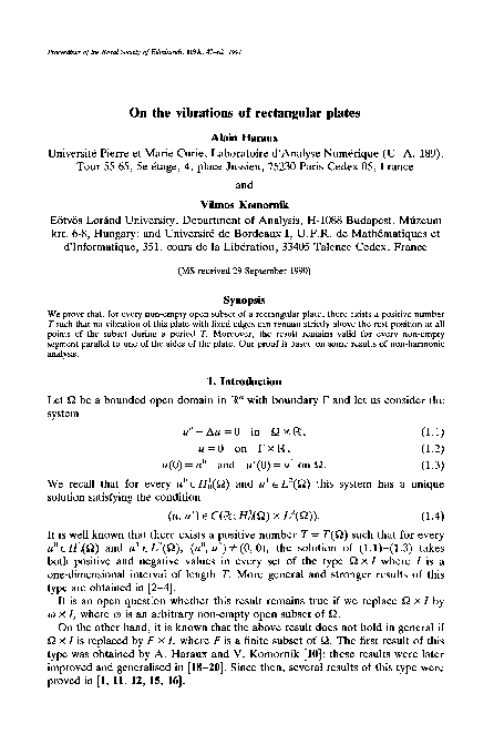 (PDF) On the vibrations of rectangular plates