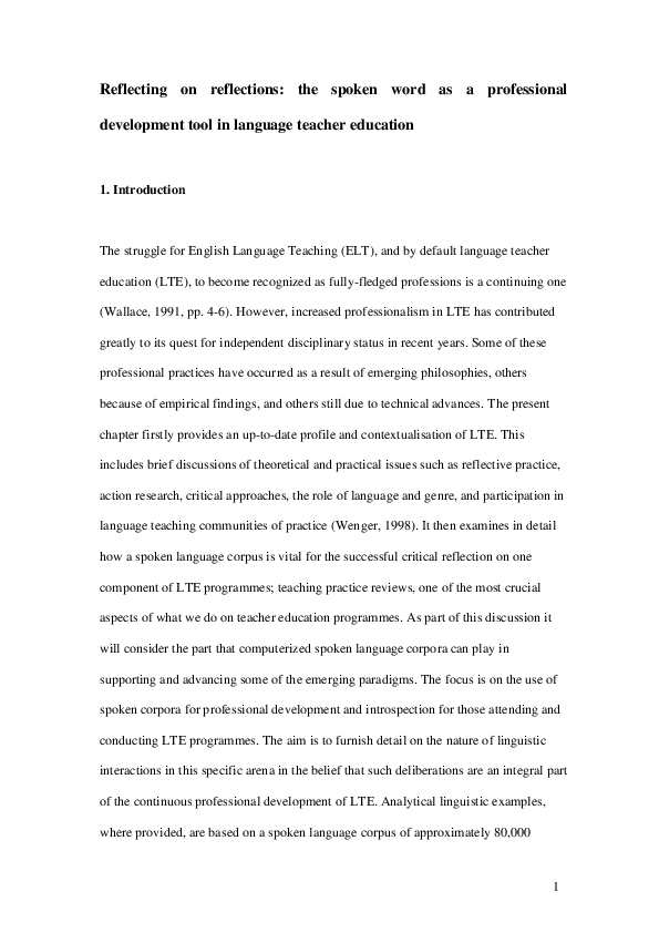 (PDF) Reflecting on Reflections: the Spoken Word as a Professional ...
