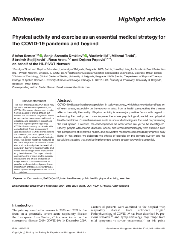 (PDF) Physical activity and exercise as an essential medical strategy ...