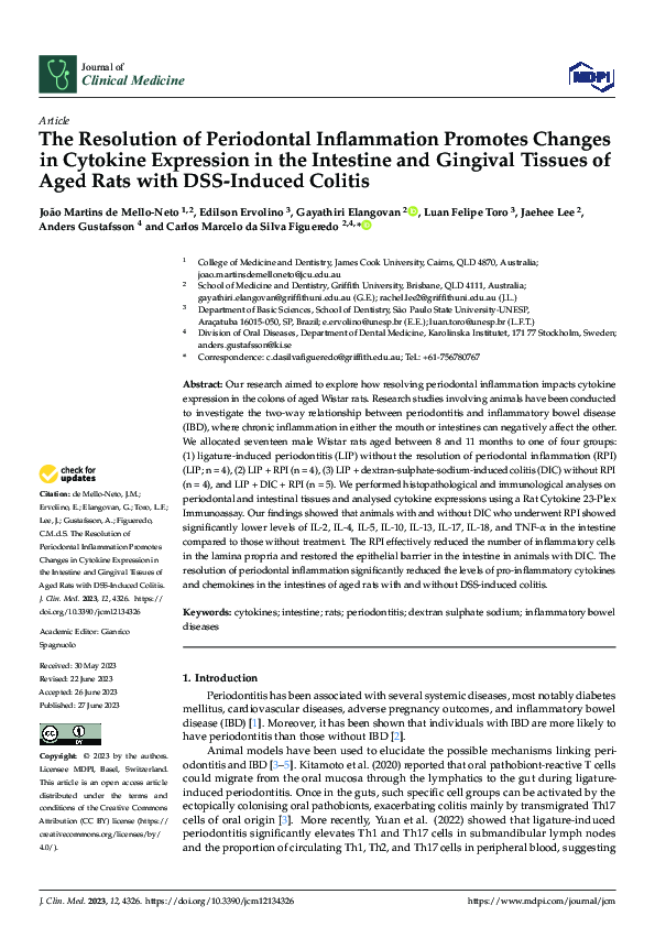 (PDF) The Resolution of Periodontal Inflammation Promotes Changes in ...