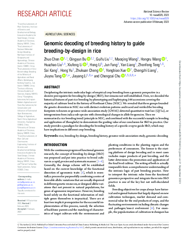 (PDF) Genomic decoding of breeding history to guide breeding-by-design ...